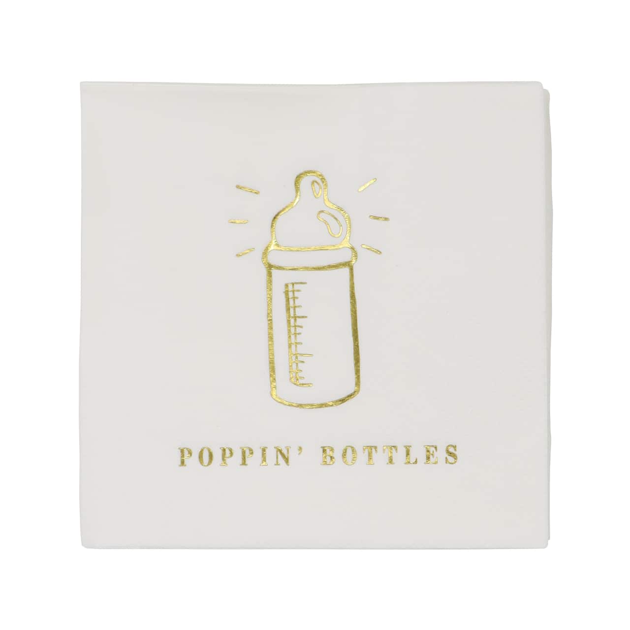 24 Packs: 20 ct. (480 total) Gold Baby Bottle Beverage Napkins by Celebrate It™